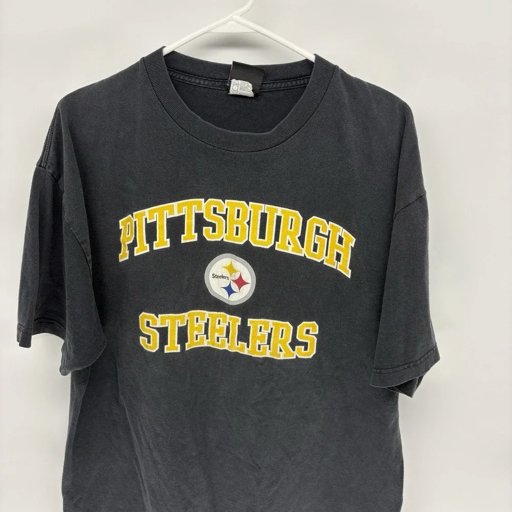 Vintage Pittsburgh Steelers‎ NFL Team Apparel Black T Shirt Football Men XL